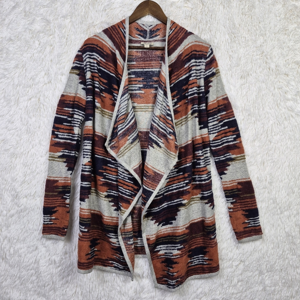 Lucky Brand Sweater Women Small Aztec Southwestern Draped Waterfall‎ Cardigan